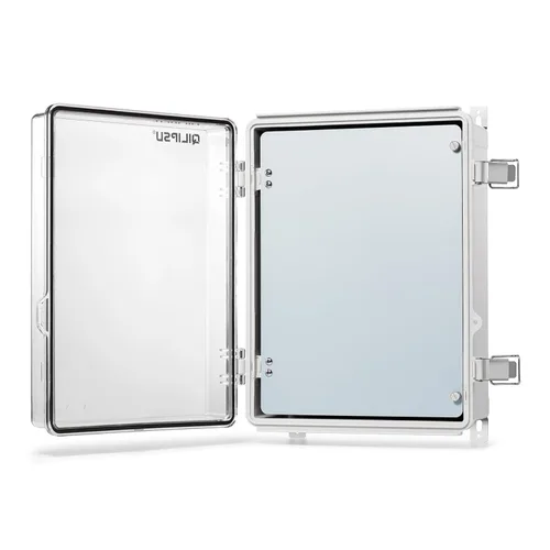 Miniatura 19 de QILIPSU - Caja de conexiones de acero inoxidable con tapa, bisagras y placa de montaje, universal, impermeable IP67, plástico ABS, gris, recinto