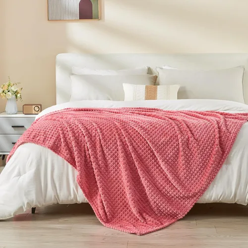 Miniatura 34 de EMME Manta de vellón, manta jacquard 3D para sofá y cama, manta suave, acogedora y esponjosa, ligera, de franela de lujo con diseño de cuadrícula