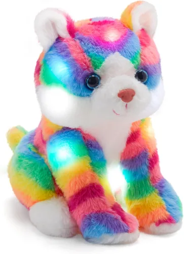 Miniatura 7 de Glow Guards Gatito de peluche con luces LED arcoíris, suave, con luz nocturna, regalos de Navidad, Día de los Niños, cumpleaños, para niños