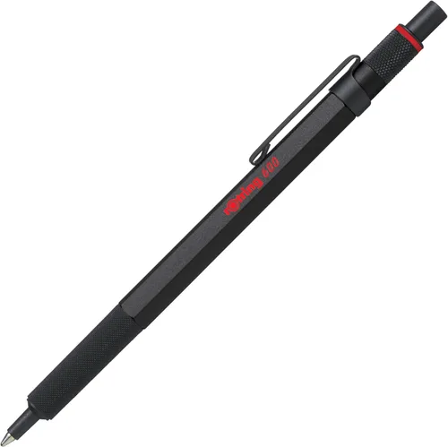 Rotring 600 Bolígrafo de punta mediana, tinta negra, barril negro, recargable