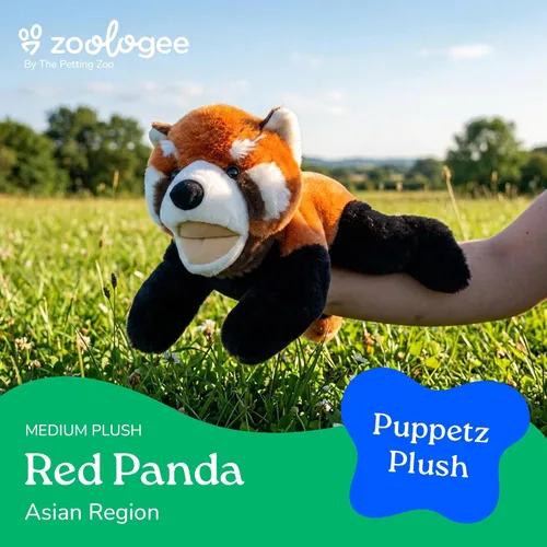 Miniatura 2 de The Petting Zoo Marioneta de mano de panda rojo, regalo para niños, animales de marioneta, panda rojo, juguete de peluche interactivo de 16 pulgadas