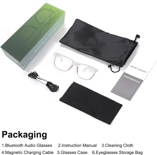 Miniatura 8 de Lentes inteligentes para hombres y mujeres, gafas Bluetooth de oreja abierta con altavoz, lentes que cambian de color de luz azul, control táctil