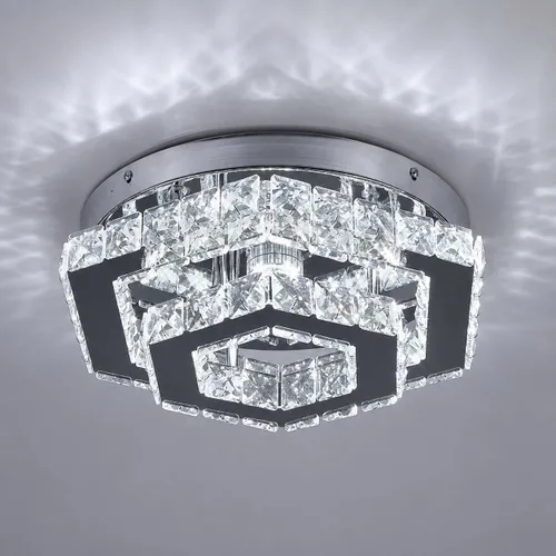 Candelabro LED Moderno de Montaje al Ras Lámpara de Techo Candelabros de Cristal para Sala de Estar Dormitorio Comedor Cocina (6500K Blanco Frío) |