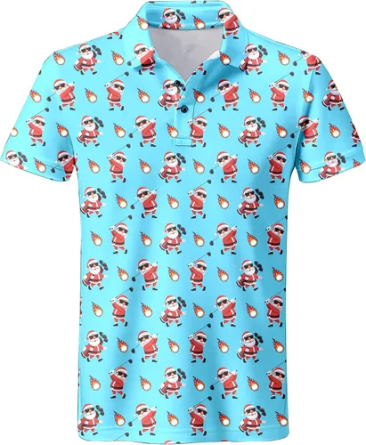 Miniatura 57 de Camisa de golf de los años 80 para hombre, ajuste seco, manga corta, estampada, divertidas, camisas de golf de los años 90 para hombre