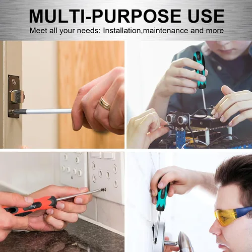 Miniatura 5 de Vickay Juego de destornilladores magnéticos, 5 destornilladores ranurados y Phillips con mango ergonómico cómodo antideslizante, puntas magnéticas