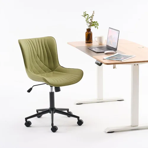 Miniatura 8 de YOUNIKE Silla de Oficina, Silla de Escritorio sin Brazos con Ruedas, Sillas de Oficina Ajustables y Giratorias para Computadora, Silla de Tocador