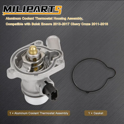 Miniatura 5 de Conjunto de carcasa de termostato de refrigerante de motor de aluminio mejorado compatible con Buick Encore 2013-2020 Chevy Cruze Sonic Trax