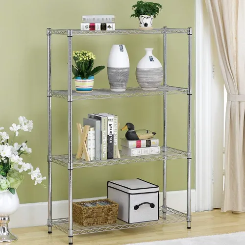 Miniatura 2 de Estantería de 4 niveles de metal BestOffice ajustable con alambre de acero de 36x14x54 Cromo