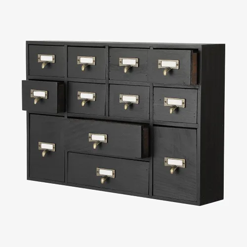 Miniatura 19 de Gabinete de boticario con 16 cajones con mesa, baúles y gabinetes de boticario, gabinete para catálogo de tarjetas de biblioteca, caja de Azul