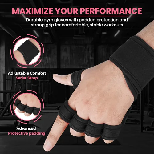 Miniatura 4 de Guantes de levantamiento de pesas compatibles con relojes inteligentes, guantes de entrenamiento ventilados con muñequeras para hombres y mujeres