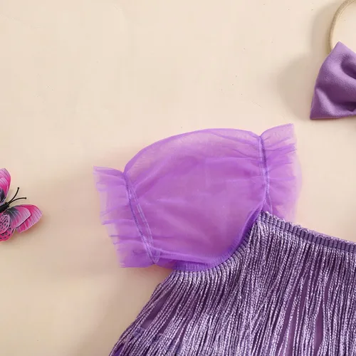 Miniatura 53 de Sasaerucure Traje de verano para bebé niña, sin mangas, mameluco de encaje tutú, mameluco de una pieza con volantes