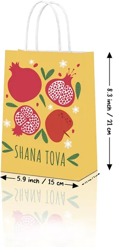Miniatura 3 de DoneJPee 16 bolsas de regalo de Rosh Hashanah, bolsas de regalo de Año Nuevo judío Shana Tova, decoraciones de fiesta de Rosh Hashanah y suministros