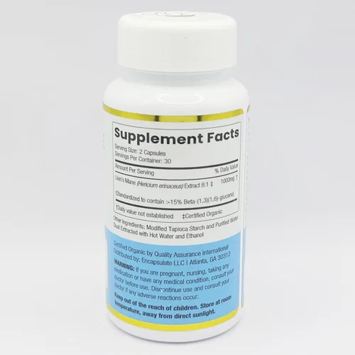 Miniatura 2 de ENCAPSULATE Lion's Mane Cápsulas Extracto 8:1 – Extracto de hongo orgánico 8:1 cuerpo fructífero de primera calidad – Suplemento de hongos