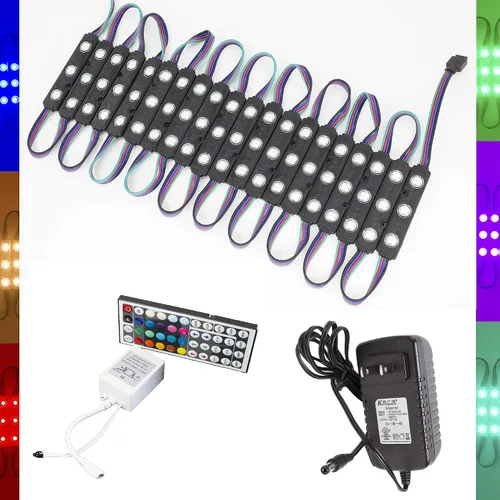 Luz LED RGB de 20 pies para ventana de tienda con cambio multicolor + controlador RGB + adaptador de CA UL para decoración de mostrador de bar,