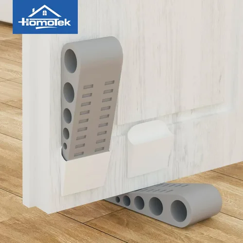 Miniatura 6 de HOMOTEK Paquete de 10 topes de puerta de goma con cuña para puertas de puerta, protectores de pared para piso e parte inferior de la puerta con Gris