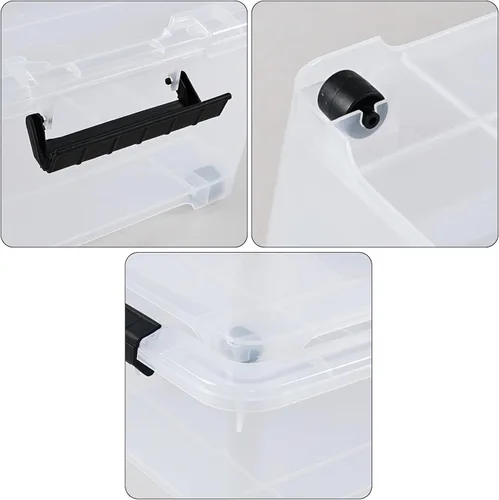 Miniatura 3 de Juego de 4 contenedores apilables de plástico transparente para debajo de la cama con tapa, 20 cuartos de galón Latch storage container, slim 5.98