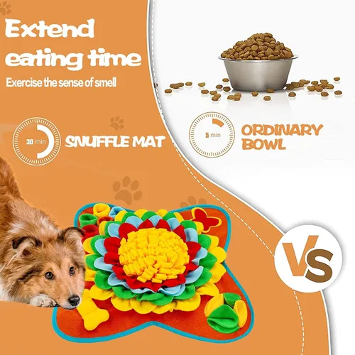 Miniatura 5 de Alfombrilla de olfateo para perros, 25 x 25 pulgadas, tapete de alimentación de actividades para mascotas pequeñas y medianas, juego de alimentación