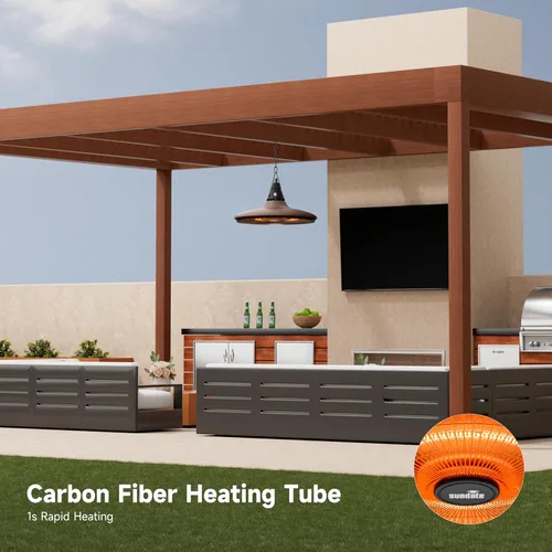 Miniatura 6 de Calderón Eléctrico de Techo para Exterior Montado en Pared, Colgante para Patio de 1500W, Calentador de Fibra de Carbono por Infrarrojos para Techo