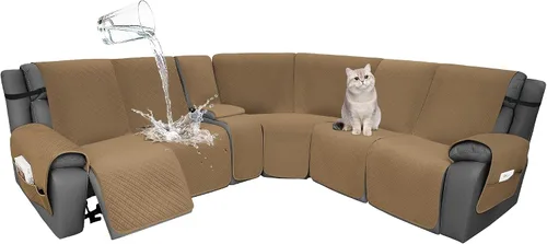 Miniatura 47 de Fundas de terciopelo 10% impermeables para sofá modular reclinable en forma de L, 1 pieza, fundas acolchadas para sofá reclinable esquinero, juego