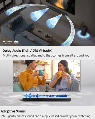 Miniatura 4 de Samsung Barra de sonido de la serie B, subwoofer HW-B750F de 5.1 canales, con subwoofer inalámbrico, DTS Virtual:X 3D Audio, Q-Symphony y modo