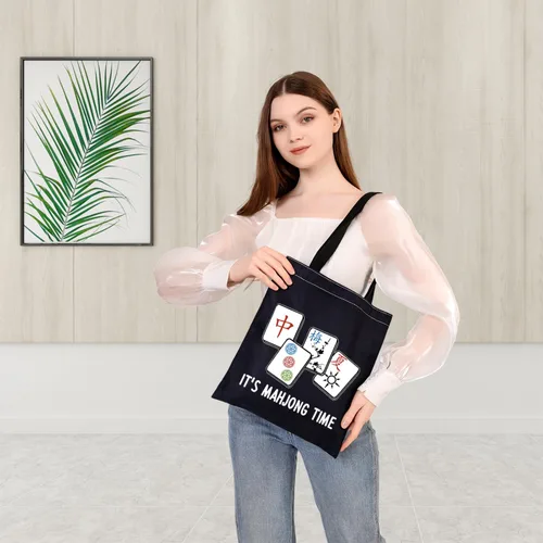 Miniatura 6 de BDPWSS Mahjong Tote Bag Mahjong Lover Gift Mahjong Fan Gift Mahjong Player Gift It's Mahjong Time Mahjong Game Gift