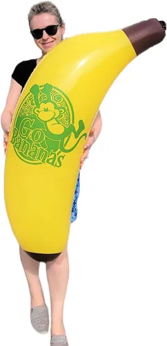 Vinilo inflable de plátano amarillo fresco (44 pulgadas). Fruta segura para inflar. Juguete de piscina. Decoración de fiesta.