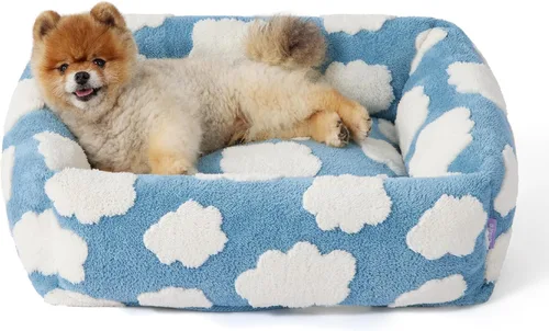 Miniatura 10 de LE SURE Bonita cama para perros y gatos pequeños, camas lavables para cachorros, acogedor sofá ortopédico rectangular para mascotas con felpa
