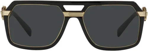 Miniatura 2 de Versace - Gafas de sol para hombre con marco negro, lentes gris oscuro, 58 mm