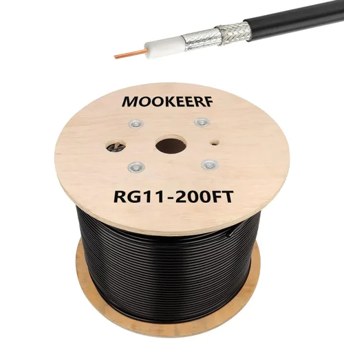 Miniatura 7 de MOOKEERF Cable coaxial RG11 de 100 pies, 75 ohmios Cable RG11 de baja pérdida de 100 pies, sin carrete de madera