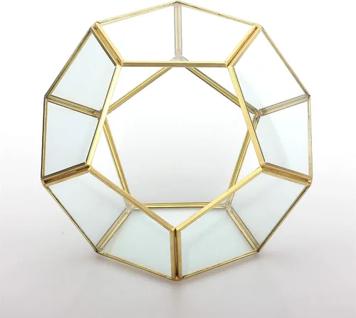 Miniatura 6 de Terrario geométrico de vidrio en dodecaedro y pentágono transparente, con planta suculenta para terrario, Geométrico, Transparente