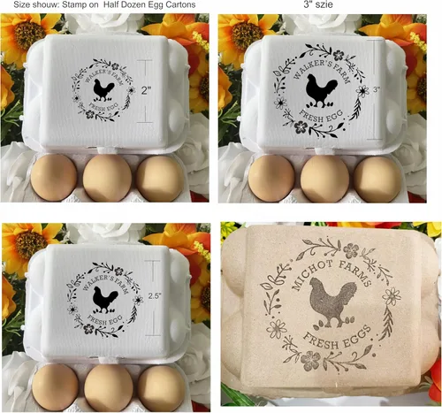 Miniatura 4 de Sellos cuadrados de cartón de huevos de 3 x 3 pulgadas Sello de huevos de pollo Sello de polímero de resina personalizado
