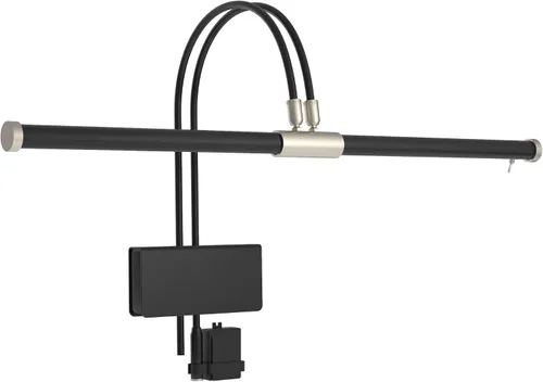 Cocoweb - lámpara de piano de cola de LED de 22" en negro con acentos de níquel satinado y clip de atenuación - ajustable - LED - brillante - se