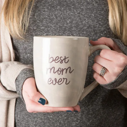 Miniatura 2 de Pavilion Gift Company Best Mom Ever - Taza de café de cerámica grande de 20 onzas, color beige
