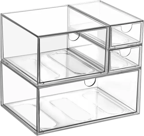 Miniatura 7 de Organizador de escritorio con cajones, cajones de almacenamiento de plástico apilables para maquillaje u organización de escritorio, armarios para A3