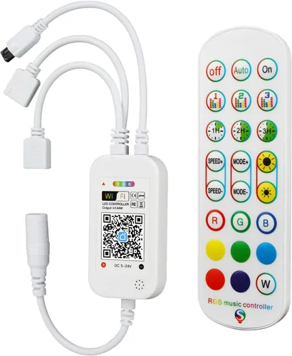 Miniatura 12 de RGBZONE - Controlador LED de 4 pines, mando a distancia inalámbrico IR de 44 teclas, controlador de tira de luces LED RGB DC 5V/12V/24V para tiras