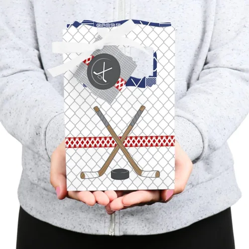Miniatura 3 de Big Dot of Happiness Shoots and Scores - Hockey - Cajas de regalo para baby shower o fiesta de cumpleaños - Juego de 12