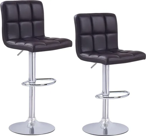 Miniatura 4 de Taburete de bar hidráulico Roundhill ajustable de piel de giro, 2 unidades, Cuero sintético Acero inoxidable, Negro
