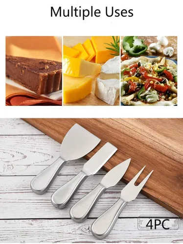 Miniatura 2 de Juego de herramientas de queso de acero inoxidable de alta calidad, juego de cuchillos de queso de 4 piezas, corta, extiende todos tus quesos 4