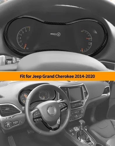 Miniatura 7 de Hoolcar Cubierta para volante de consola central, decoración de panel de salpicadero para Jeep Grand Cherokee 2014-2020, fibra de carbono