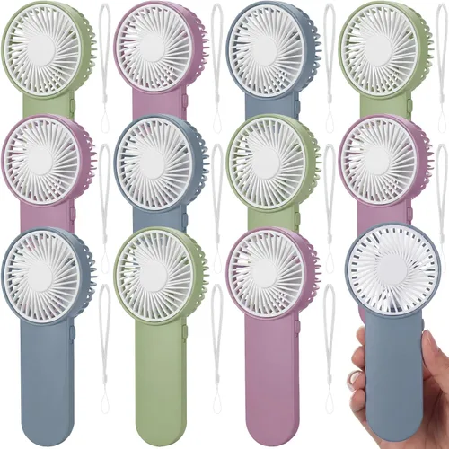 Miniatura 46 de Sumind 6 unidades de pequeño ventilador portátil personal pequeño a granel de 1 velocidad eléctrico lindo alimentado por batería para el cuello