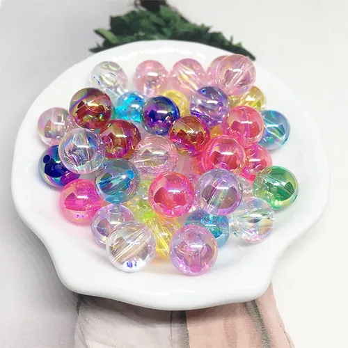 Miniatura 5 de 200 cuentas redondas de acrílico AB de 0.394 pulgadas (0.394 in) de colores mezclados al azar para hacer joyas, abalorios de plástico para pulseras