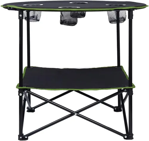 Miniatura 4 de LEADALLWAY Mesas de Camping Plegables Ligeras Mesa Portátil para Exteriores con 4 Portavasos y Bolsas de Transporte para Picnic al Aire Libre, negro