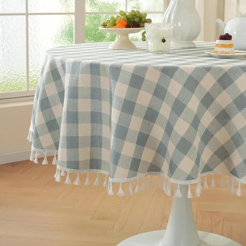Miniatura 23 de Laolitou - Mantel a cuadros cuadrado lavable, resistente, de lino de algodón, a cuadros de búfalo, con borla, mantel de gingham para primavera