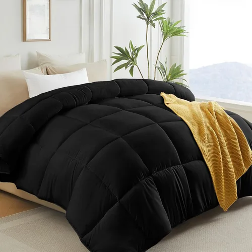 Miniatura 11 de L LOVSOUL Edredón alternativo de plumón tamaño King, relleno de edredón para todas las estaciones con pestañas en las esquinas, edredón beige King