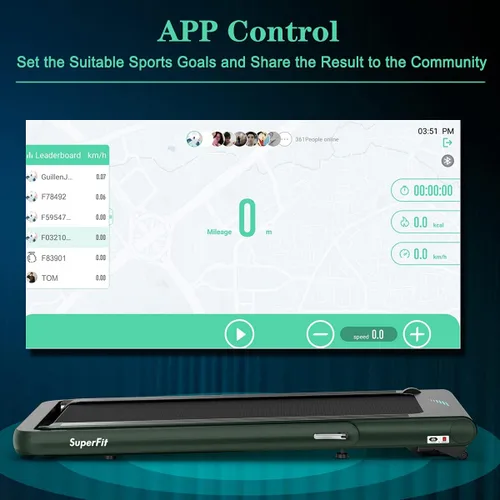 Miniatura 6 de GYMAX Caminadora plegable para debajo del escritorio, 4.75 HP 2 en 1 con control de frecuencia cardíaca, control de aplicación, pantalla táctil LED