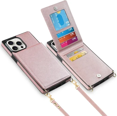 Miniatura 13 de Vofolen Funda para iPhone 11 con tarjetero con bloqueo RFID, correa ajustable, cierre magnético, resistente, a prueba de golpes, funda protectora