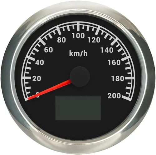 Miniatura 14 de ELING Velocímetro GPS de 3 3/8 pulgadas (3.346 in) 0-200 MPH con kilometraje total Tripmeter Curso sobre el suelo 12V 24V con 8 colores Negro+Negro