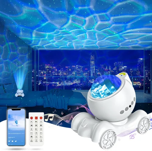 Miniatura 9 de ENOKIK Proyector de luz del norte, proyector Aurora Star Altavoz Bluetooth integrado, máquina de ruido blanco para niños y adultos, luz Galaxy