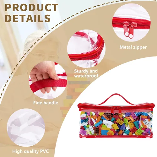 Miniatura 3 de Paquete de 3 bolsas transparentes de almacenamiento de juguetes, 9.4 x 6.7 x 4.3 pulgadas, bolsas organizadoras de juguetes de PVC transparente