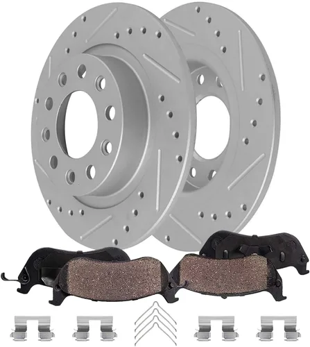 Miniatura 31 de Detroit Axle - Rotores de freno delanteros perforados y ranurados + repuesto de pinza de freno lateral del conductor para Honda Odyssey Acura MDX